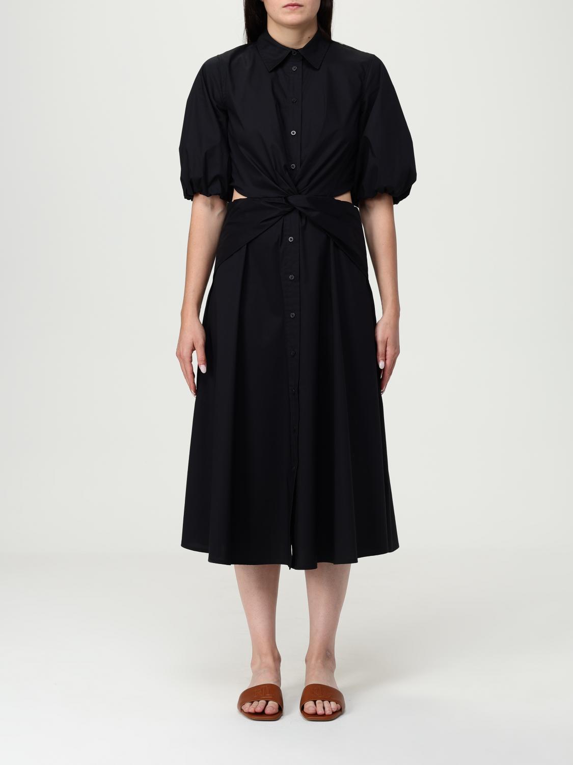 Ralph Lauren Bubble Sleeve Shirtdress In Black