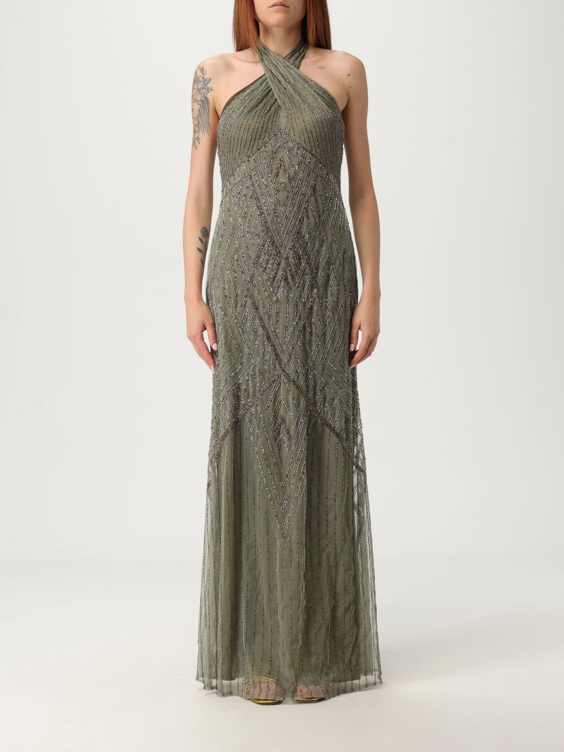 Ralph Lauren Embellished Maxi Dress In Green