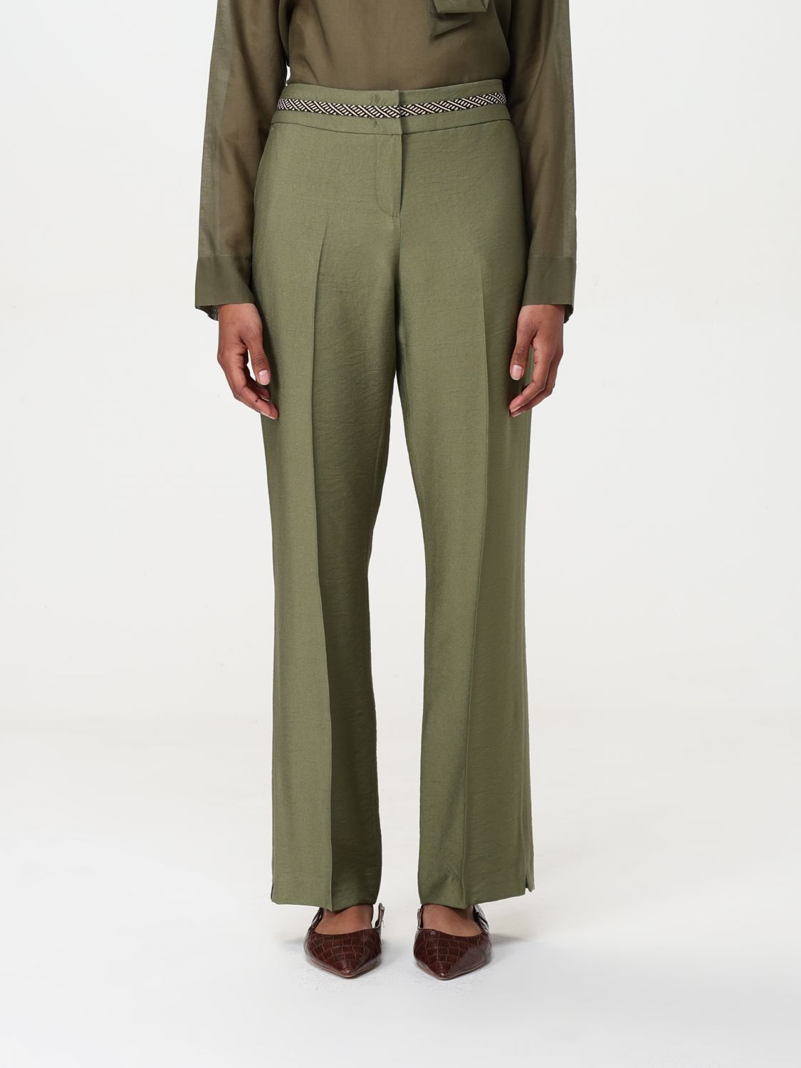 Hanita Pants Woman Color Olive In Olive
