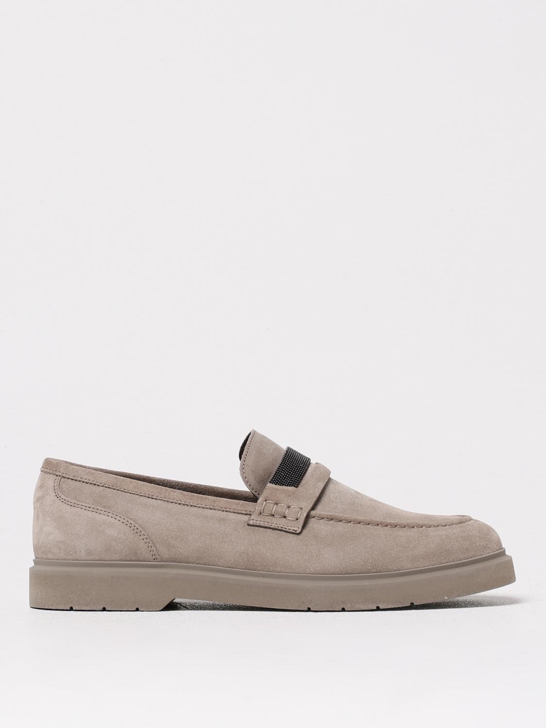 Brunello Cucinelli Crystal-embellished Penny Loafer Light Grey In Neutral