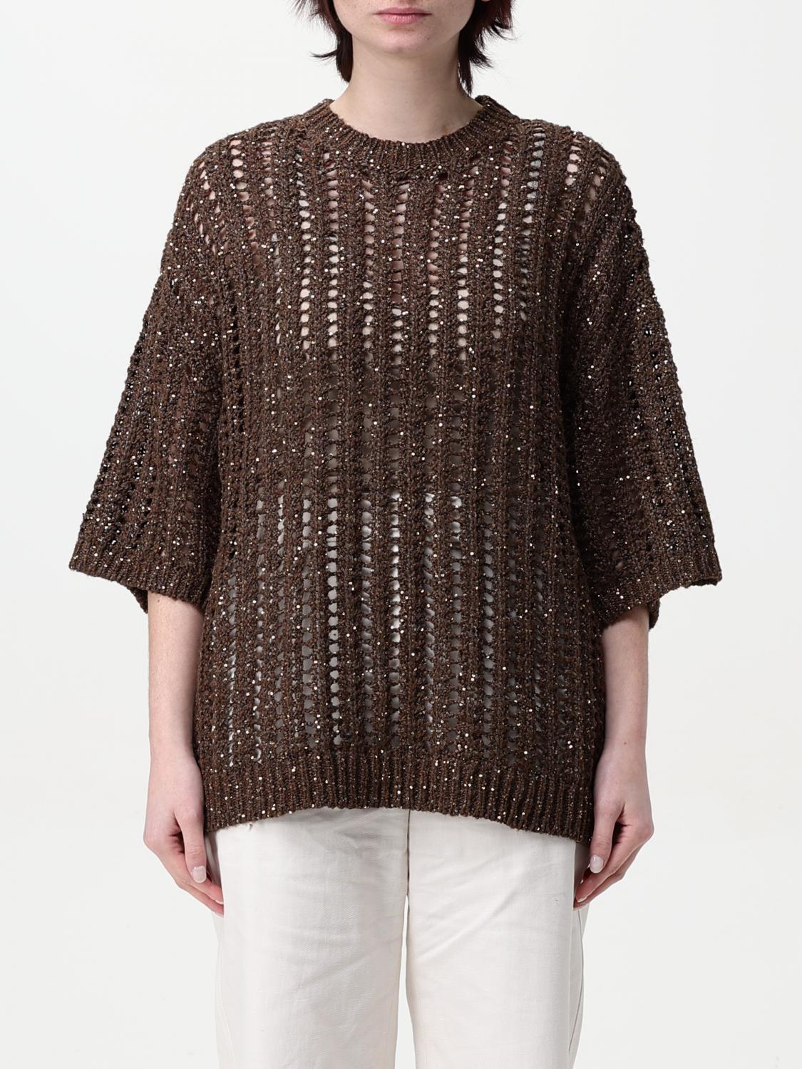Brunello Cucinelli Sweater In Perforated Knit In Dark