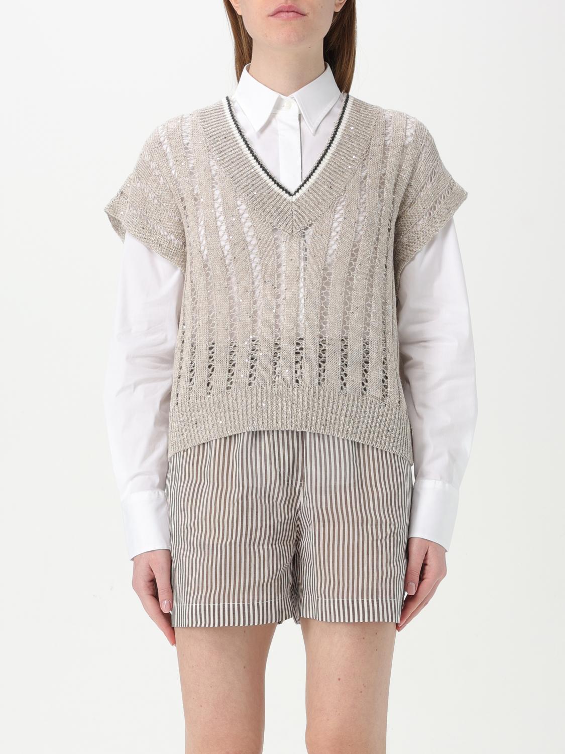 BRUNELLO CUCINELLI WAISTCOAT BRUNELLO CUCINELLI WOMAN COLOR YELLOW CREAM 426115090
