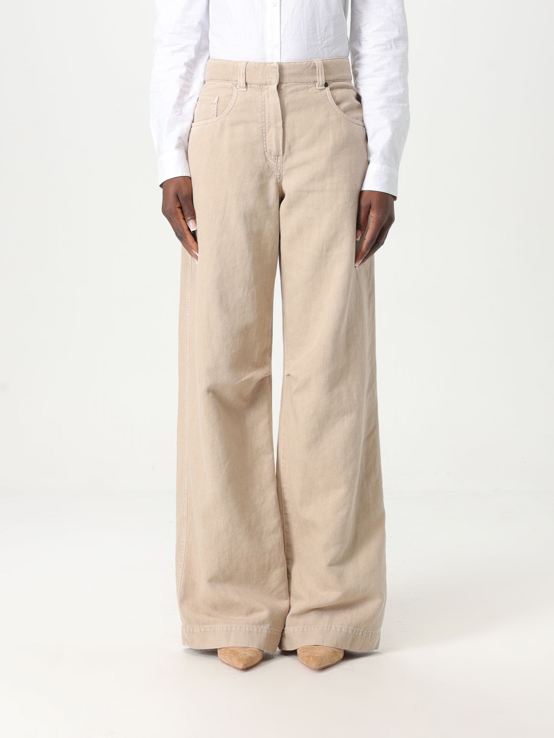 Brunello Cucinelli Jeans With Belt Loops In Beige