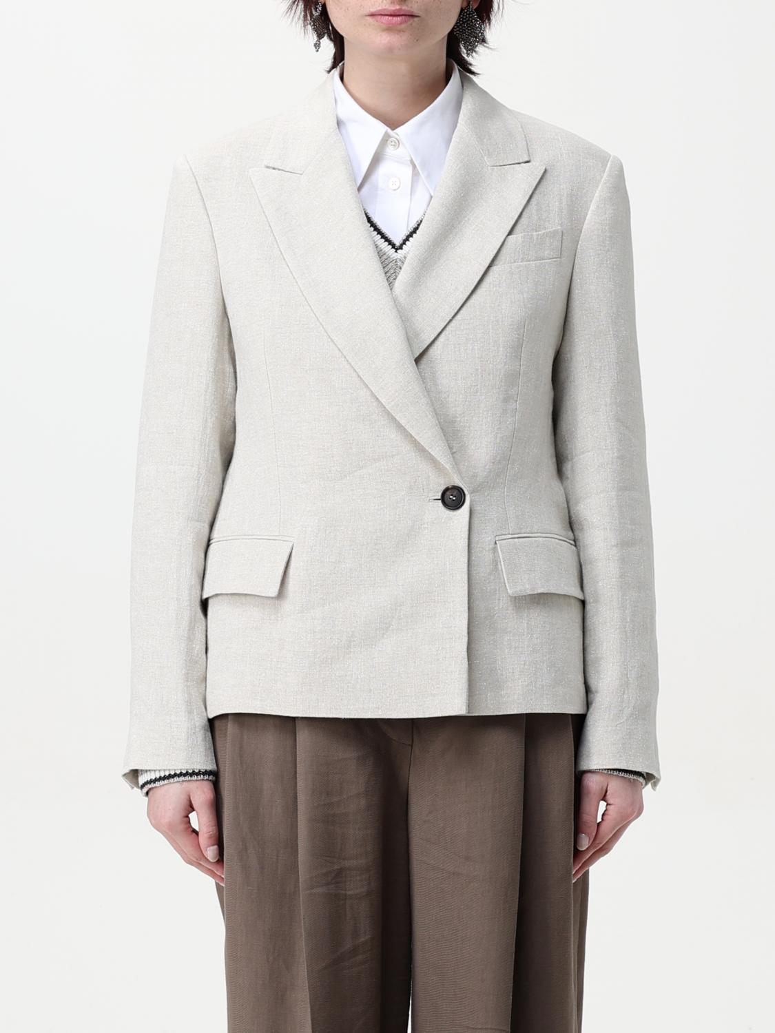 Brunello Cucinelli Tailored Blazer With Classic Lapel In Beige