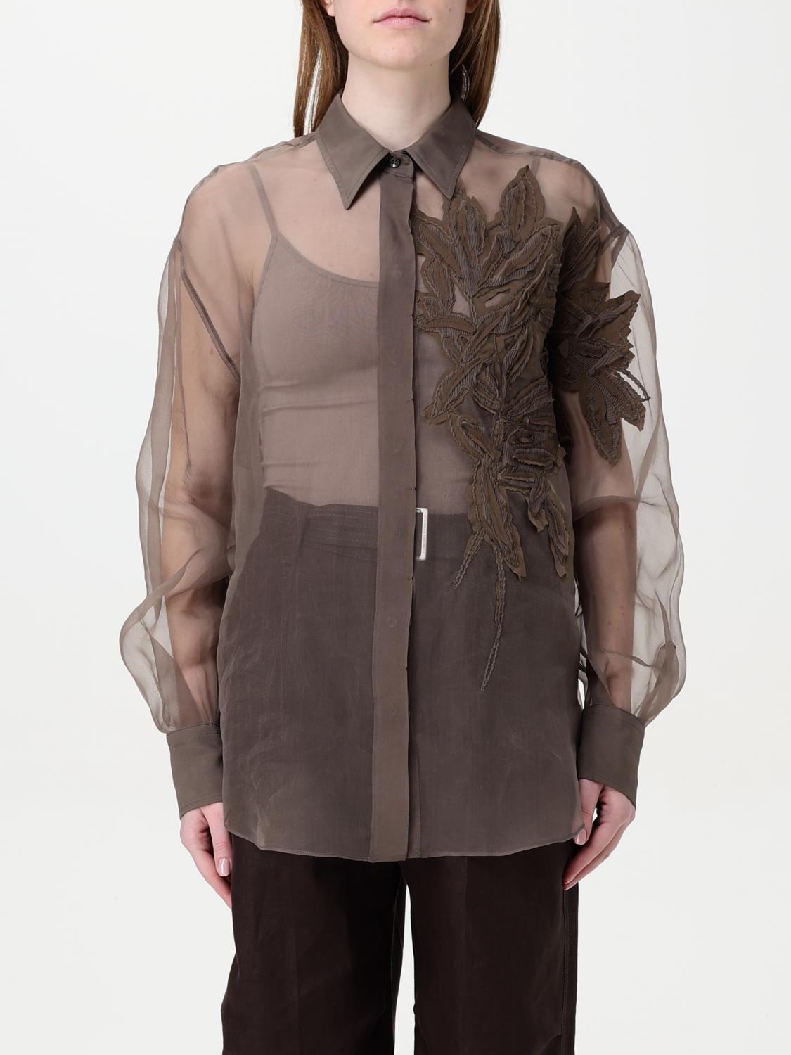 Shop Brunello Cucinelli Shirt Woman Color Dark