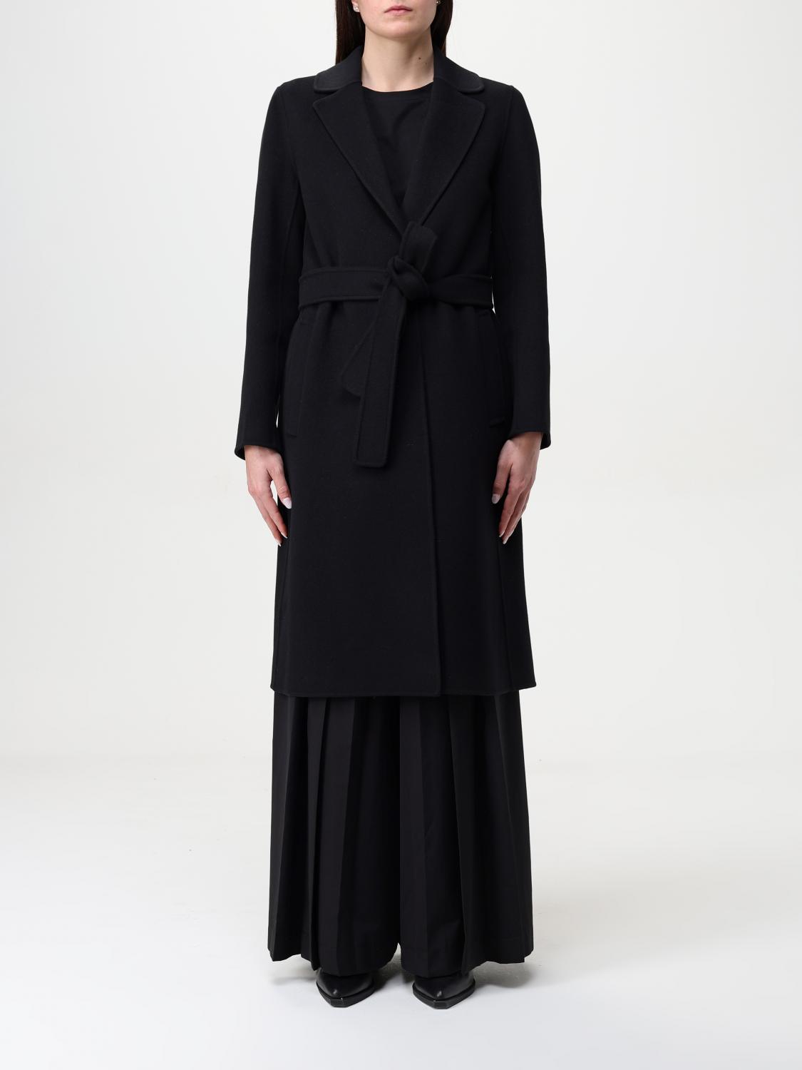's Max Mara Belted Long Coat In Black