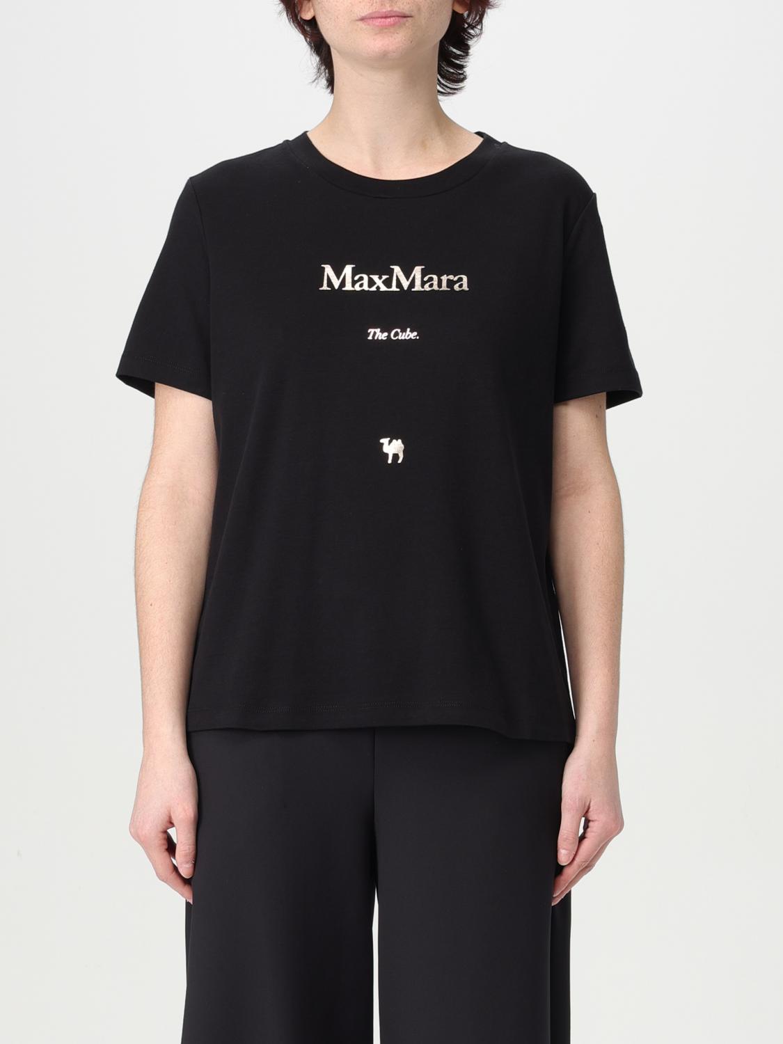 S Max Mara Cotton T-shirt With Logo In Black