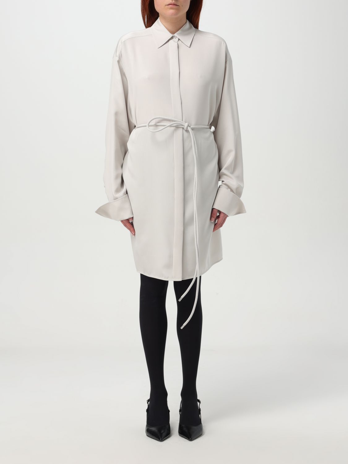 Sportmax Eolie Grey Silk Dress In Silver