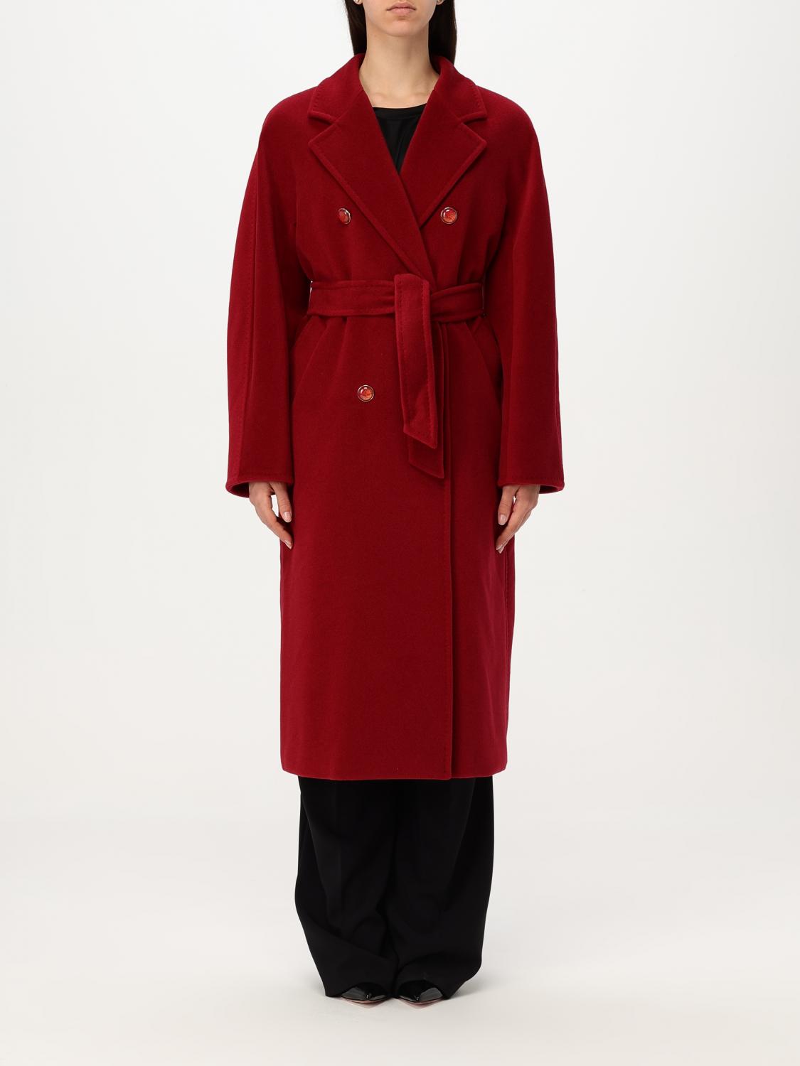 Max Mara Ticino Beaver Double Breasted Coat In Red
