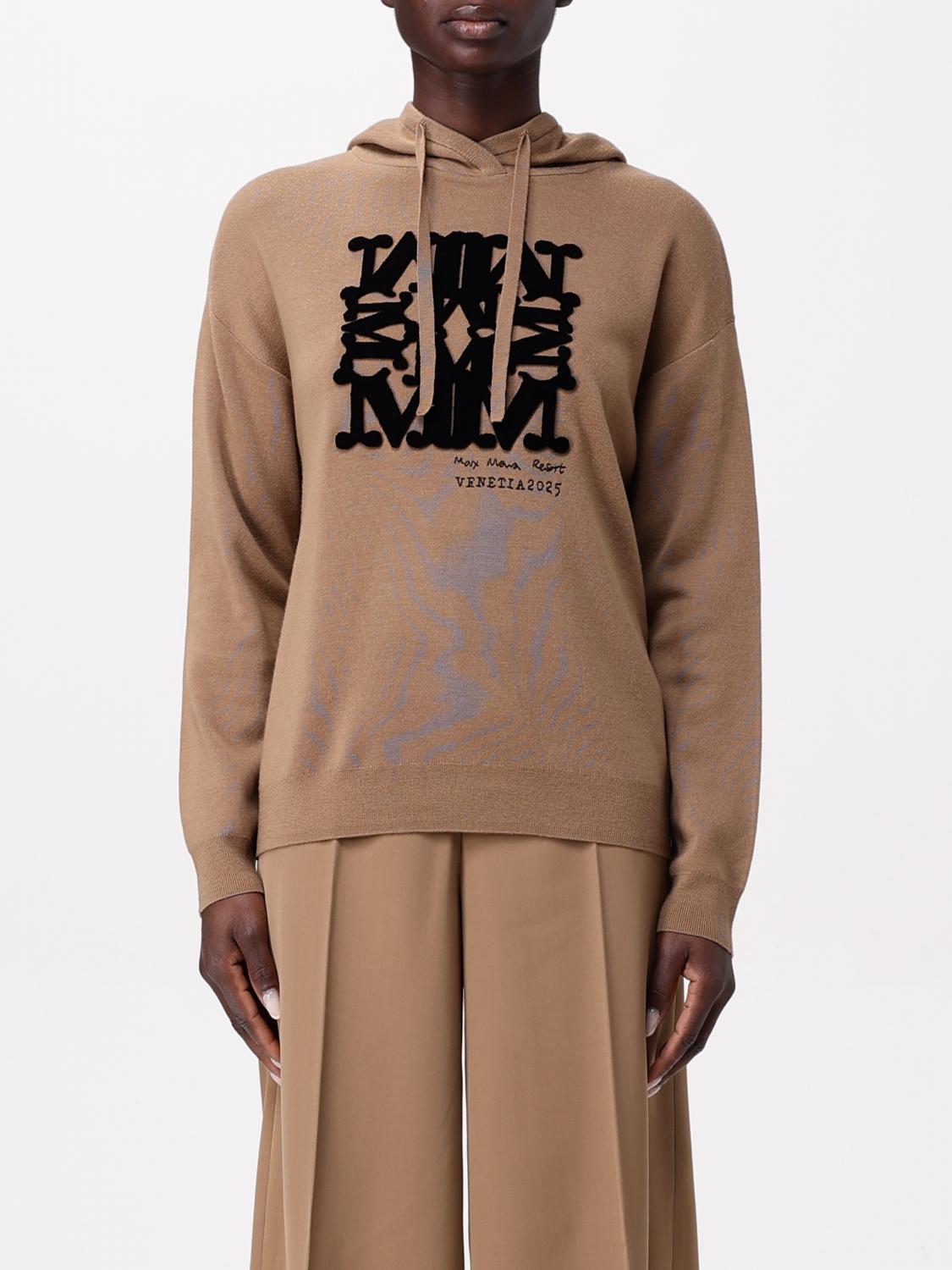 Shop Max Mara Sweatshirt Woman Color Camel