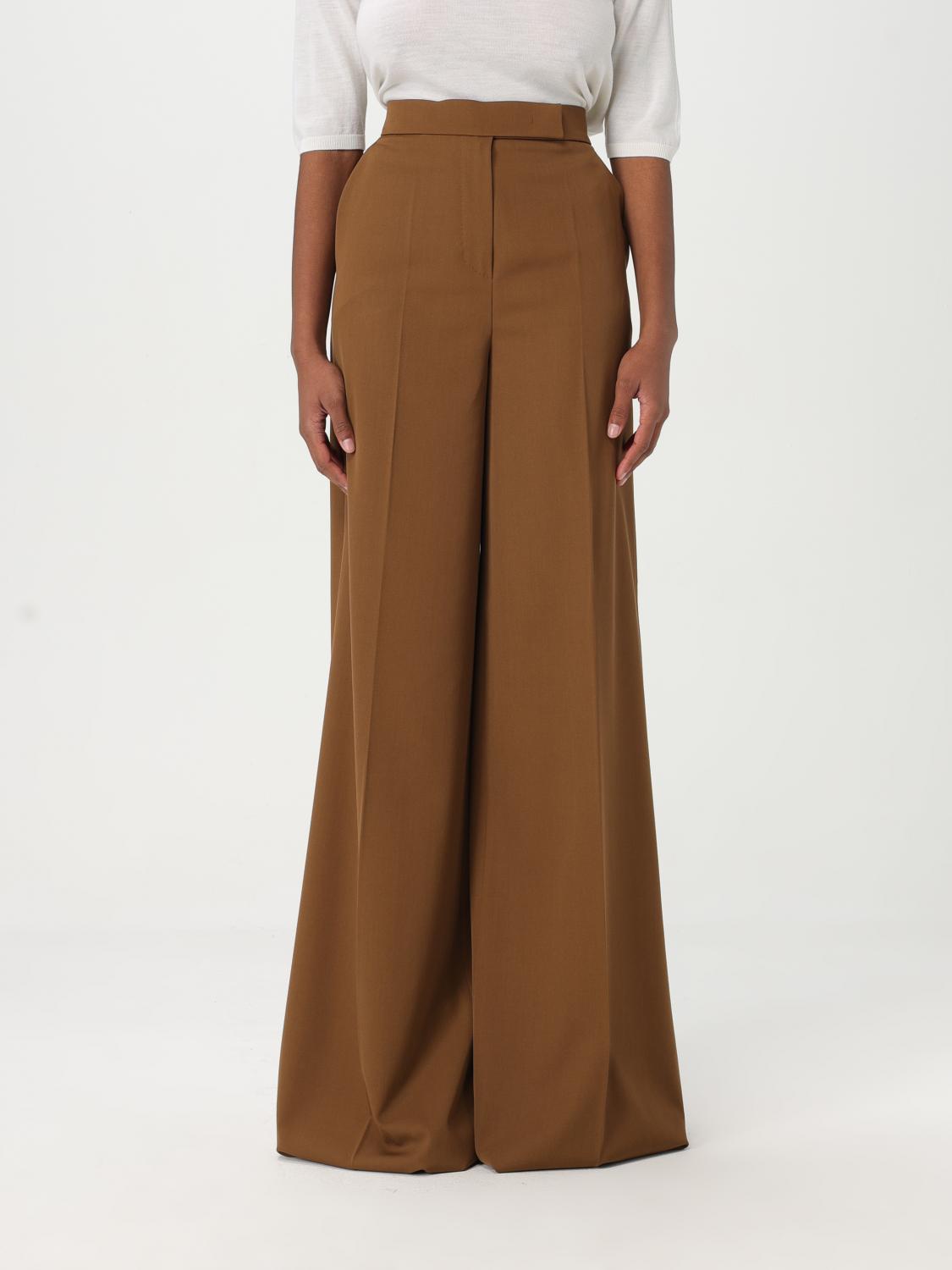 Max Mara Wide Pants "fernet" In Brown