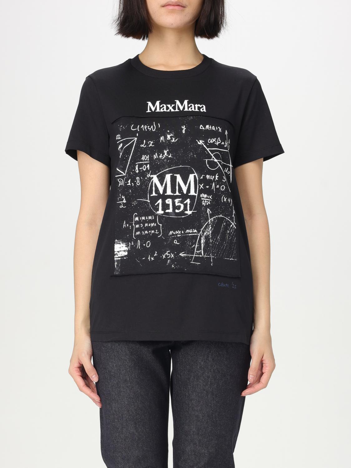 Max Mara Crew Neck Jersey T-shirt With Graphic Print In Schwarz 1