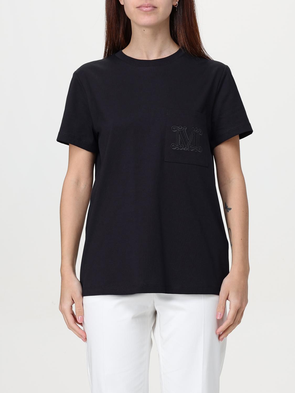 Max Mara Papaia Logo Cotton T-shirt In Schwarz