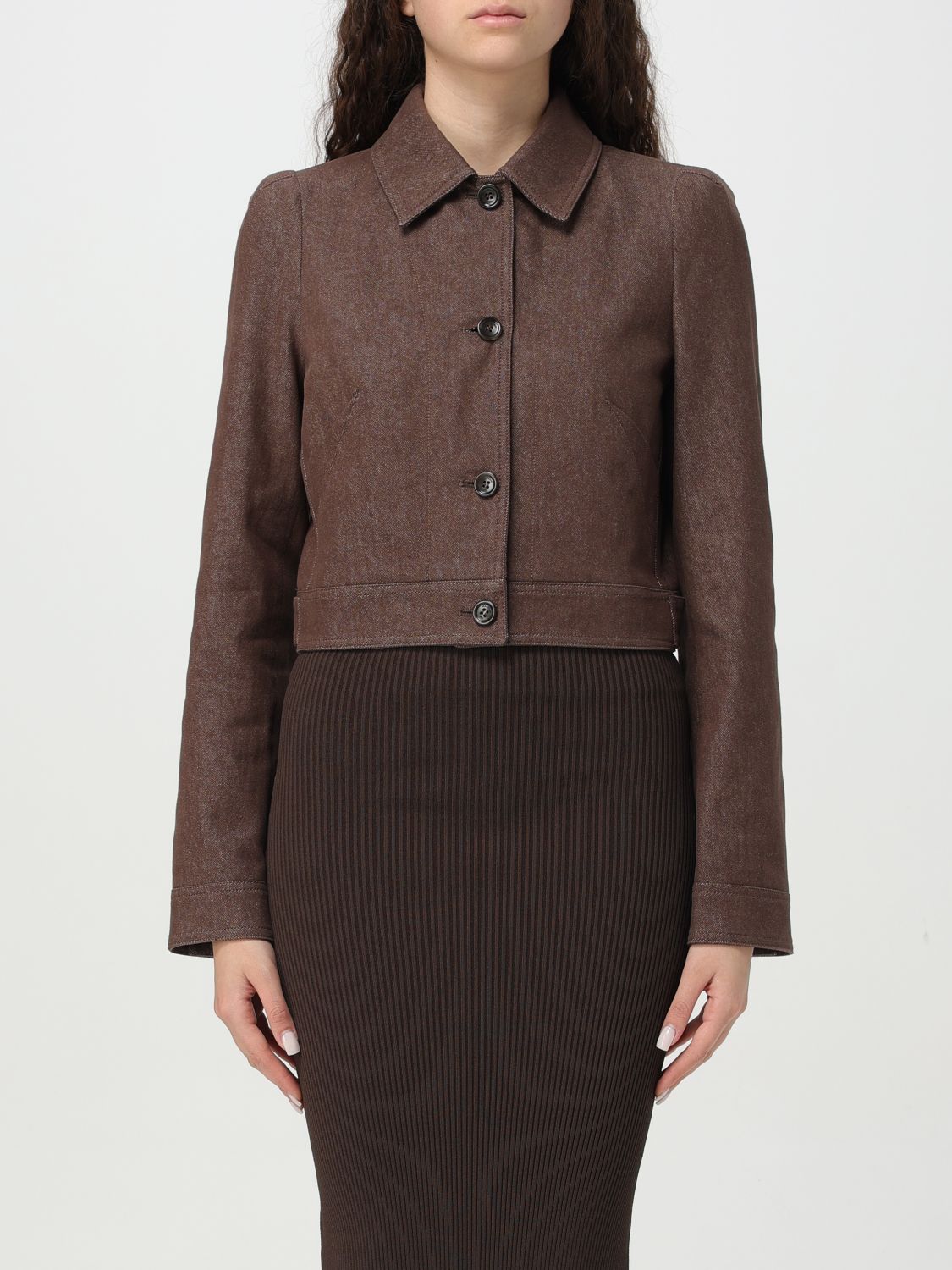Max Mara Belted Jacket With Buttoned Cuffs And Epaulettes In Brown