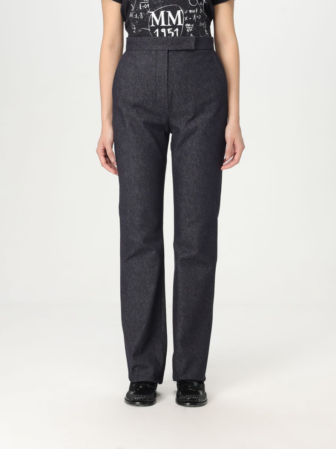 Max Mara Midnight Blue Trousers In Cotton Denim Effect In Blau