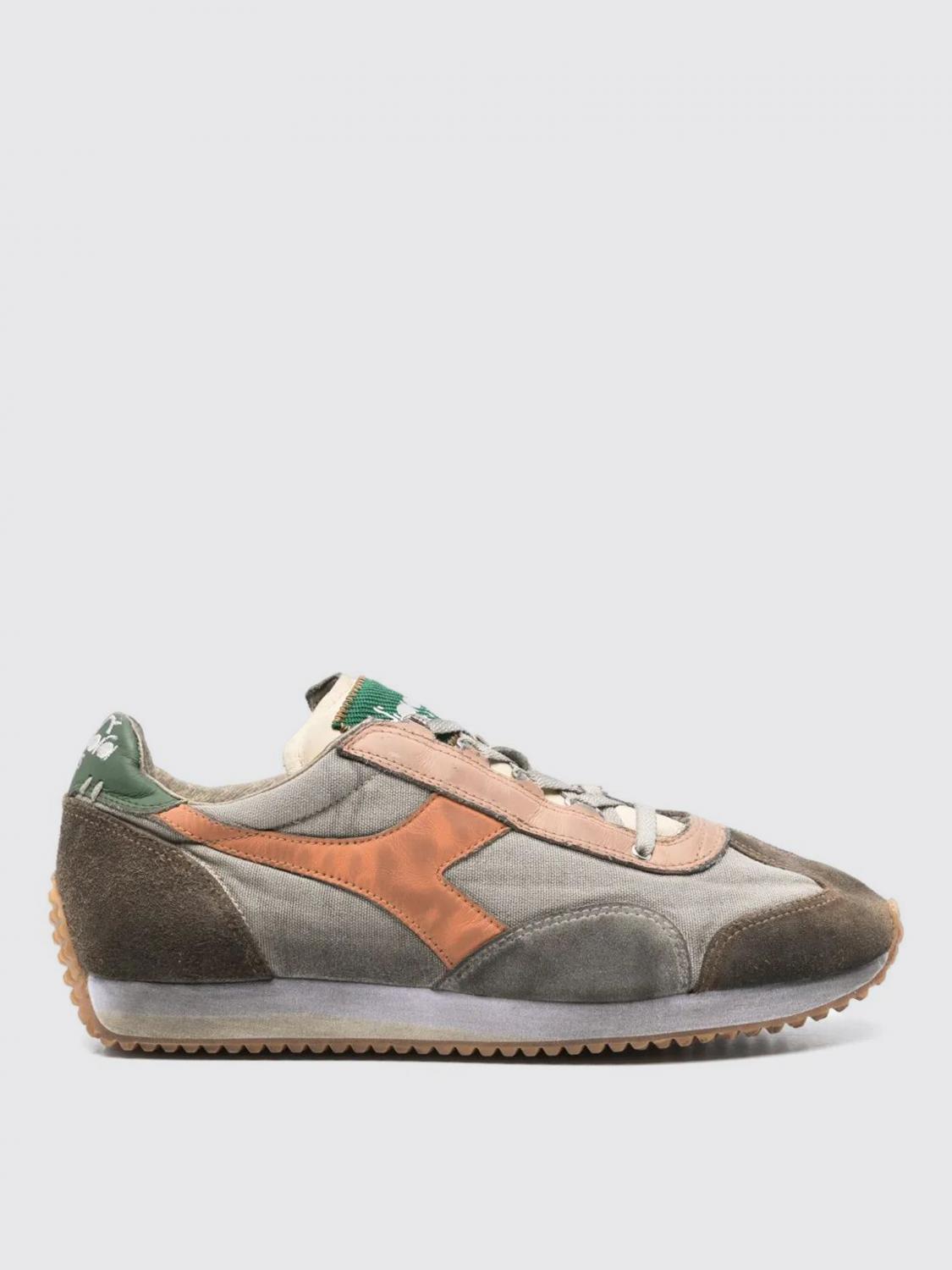 Diadora Stonewash Brown And Gray Heritage Equipe Sneakers In Gray
