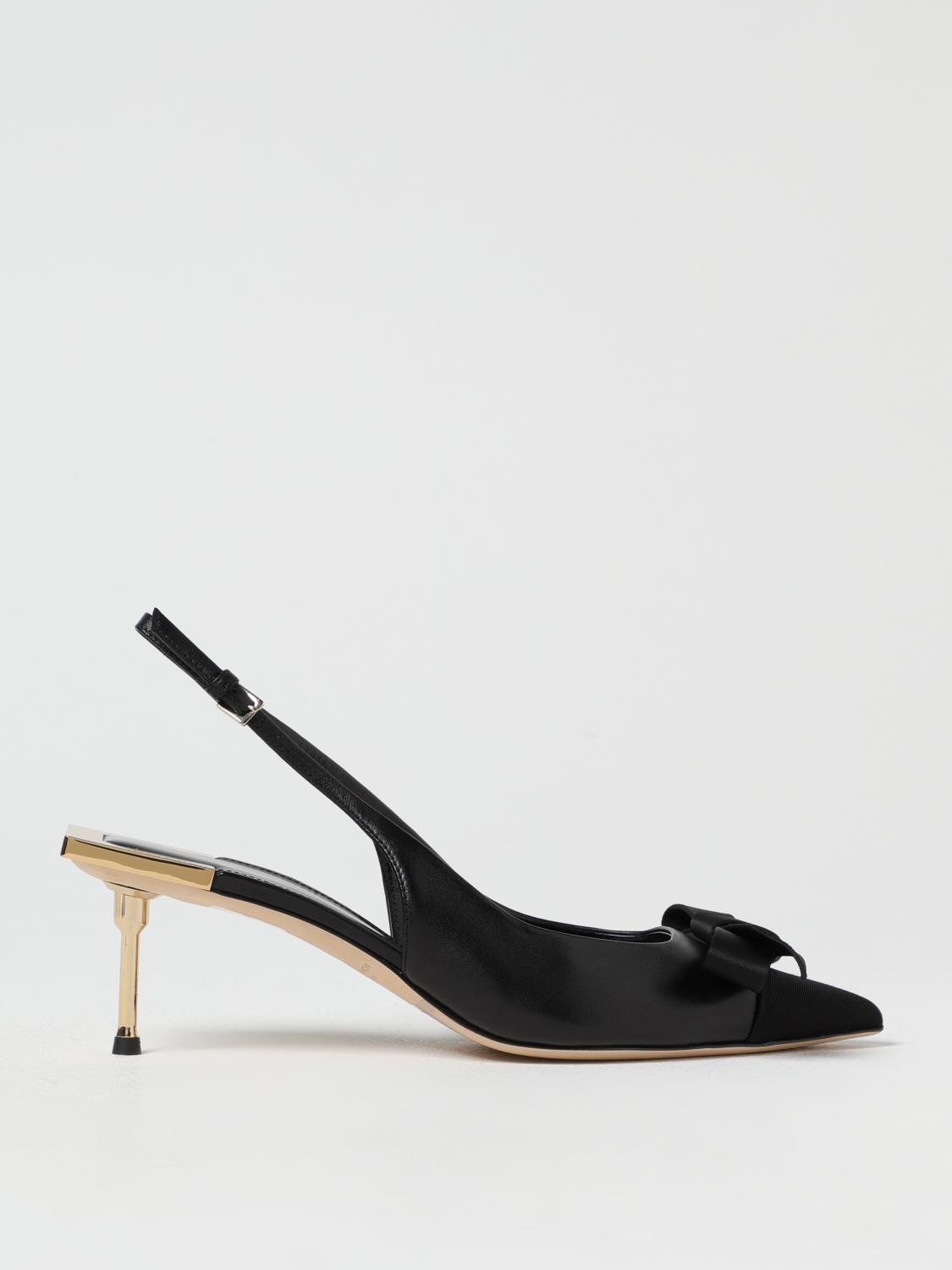 Elisabetta Franchi Women's Nappa Leather Slingback With Satin Bow Sandal In Black