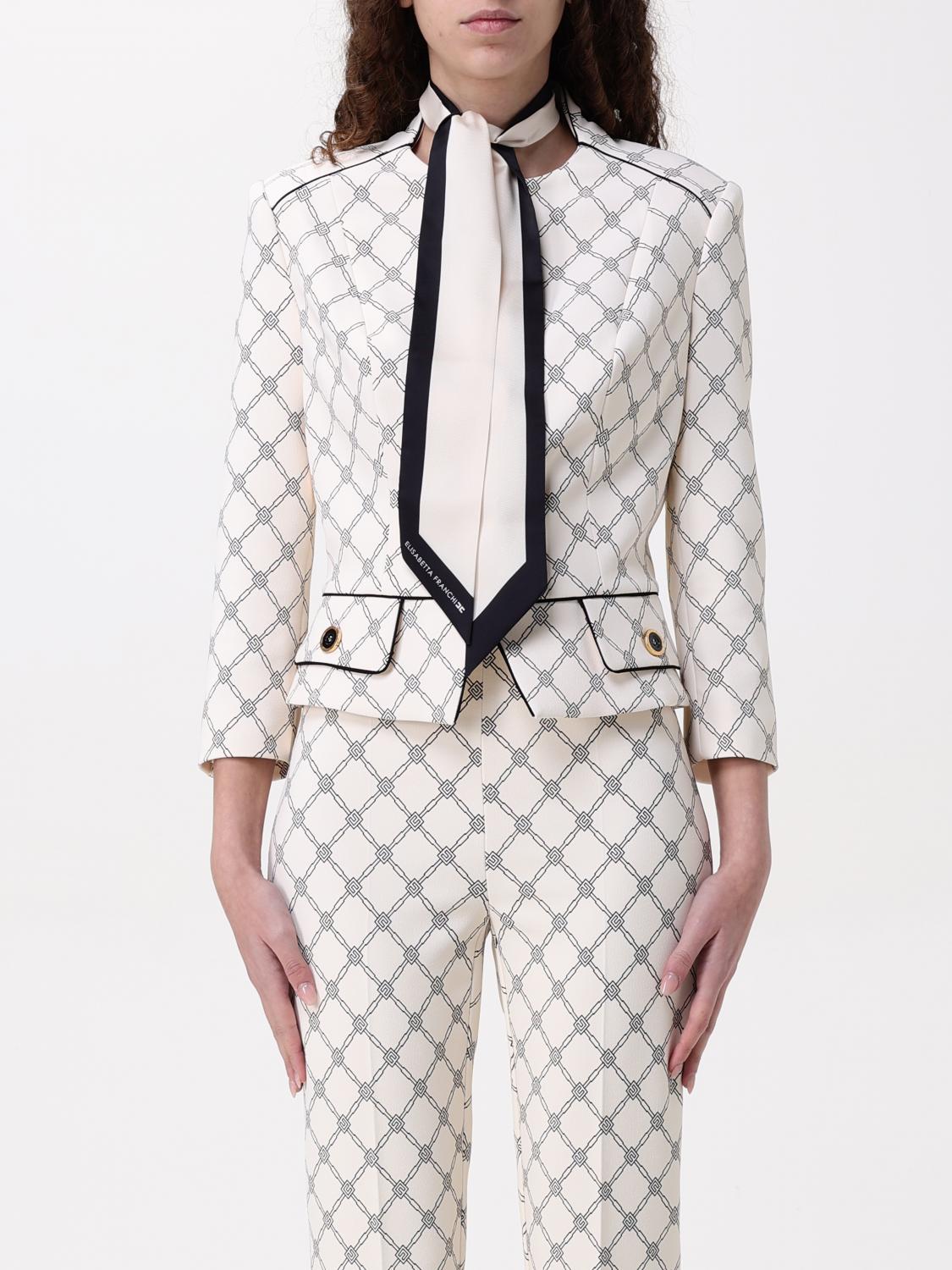 Elisabetta Franchi Light Beige Tailored Jacket In Yellow Cream