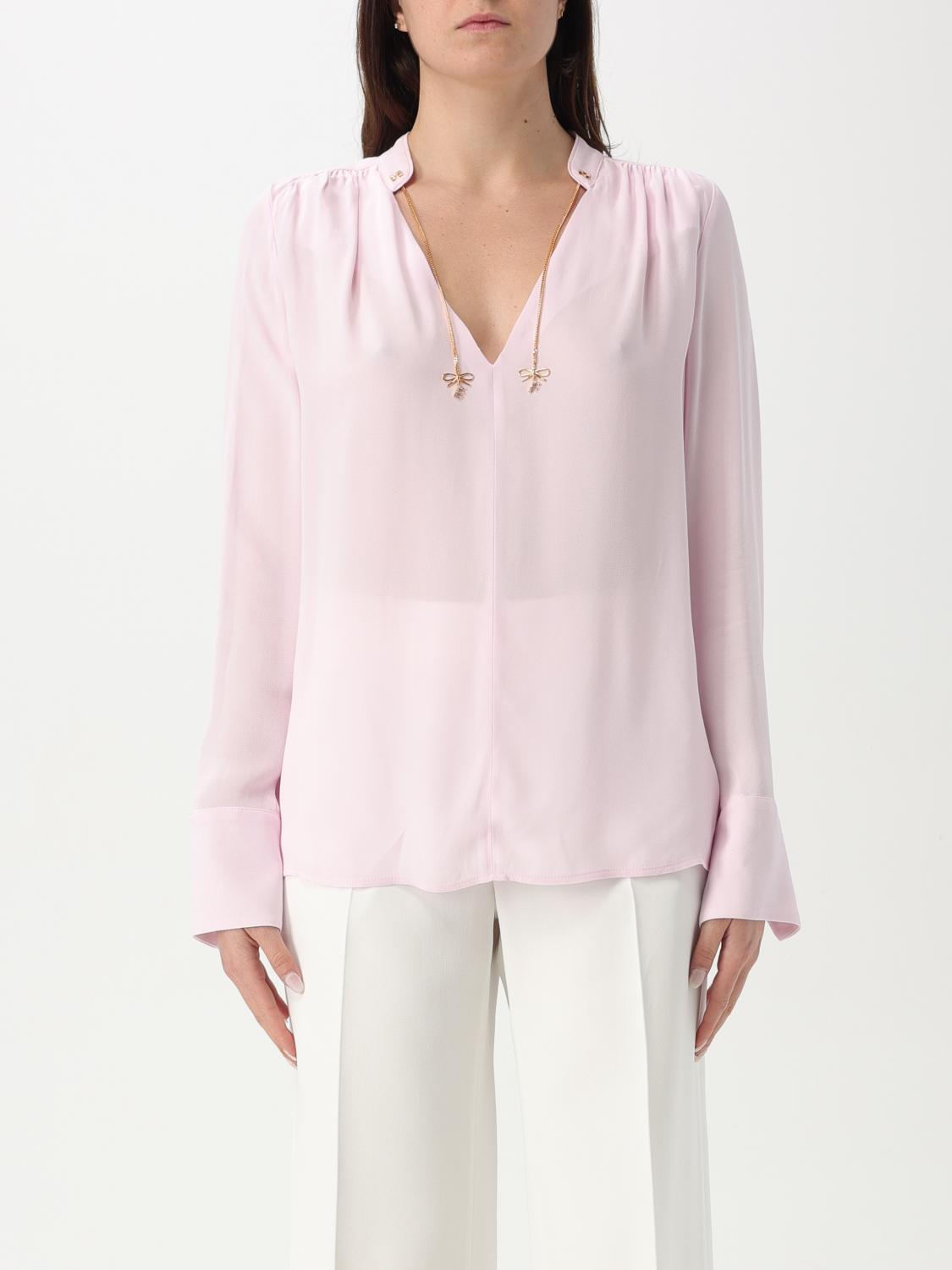 Elisabetta Franchi Logo-charm Georgette Blouse In Quartz