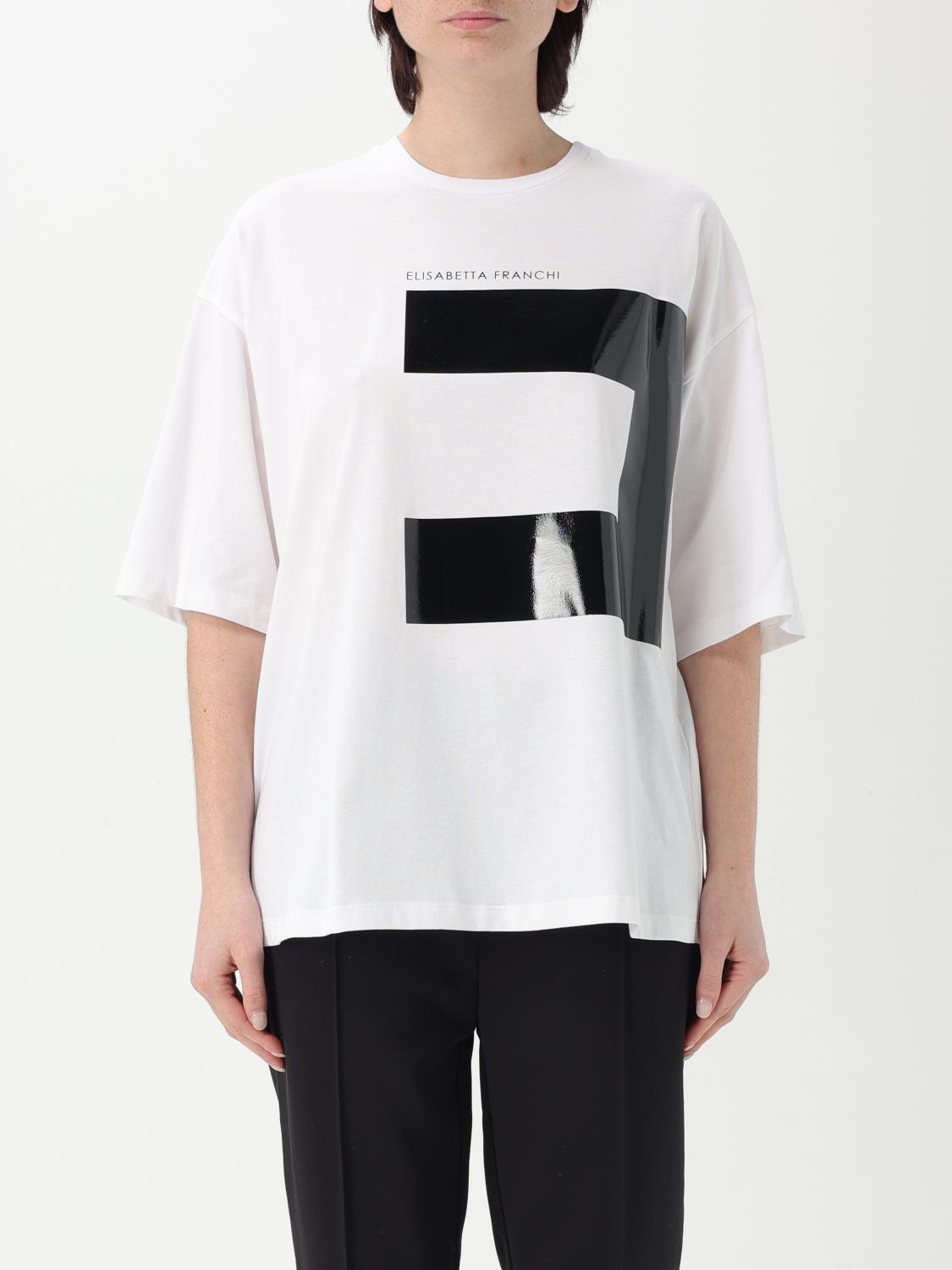 Elisabetta Franchi Jersey T-shirt With Macro Logo In White