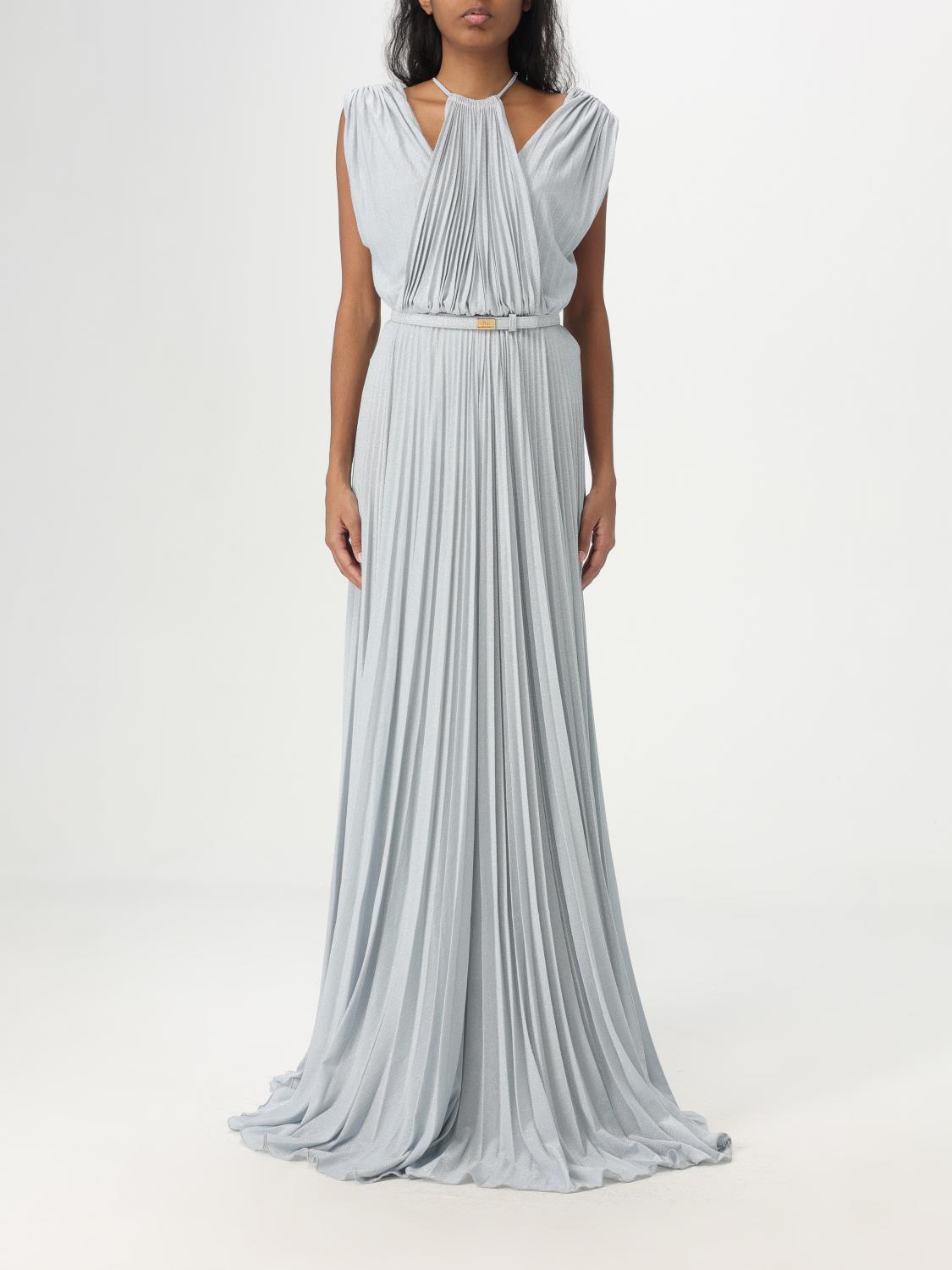 Elisabetta Franchi Knee Length Sleeveless Dress With Belted Waist In Hellblau