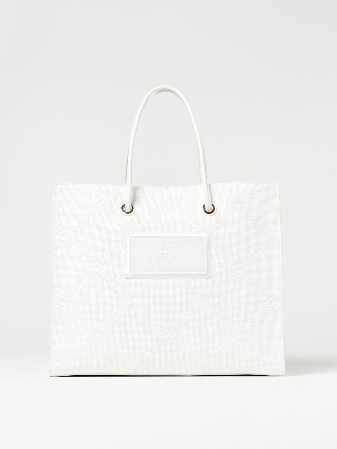 Elisabetta Franchi White Tote Rafia Bag