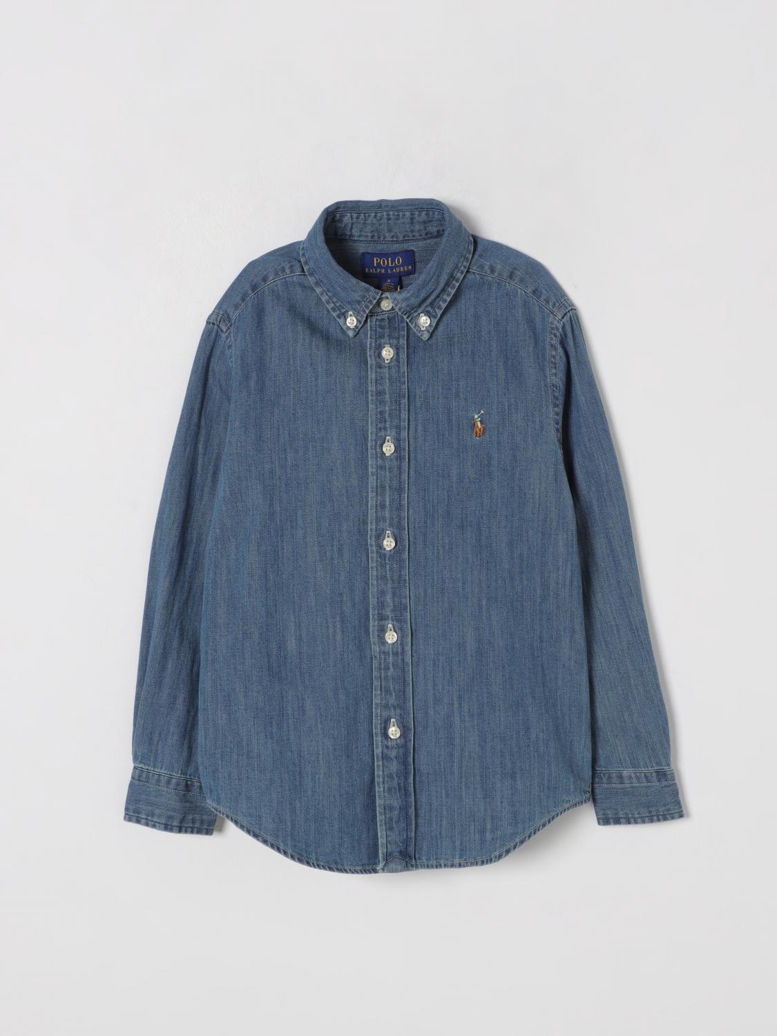 Polo Ralph Lauren Embroidered-logo Denim Shirt In Denim