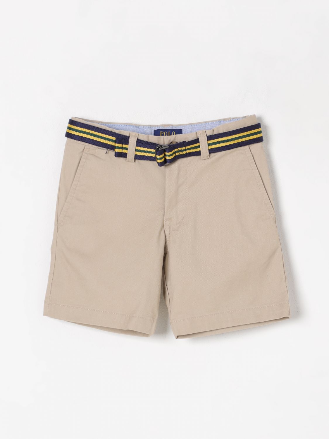 Polo Ralph Lauren Beige Cotton Bermuda Shorts With Belt In Kaki