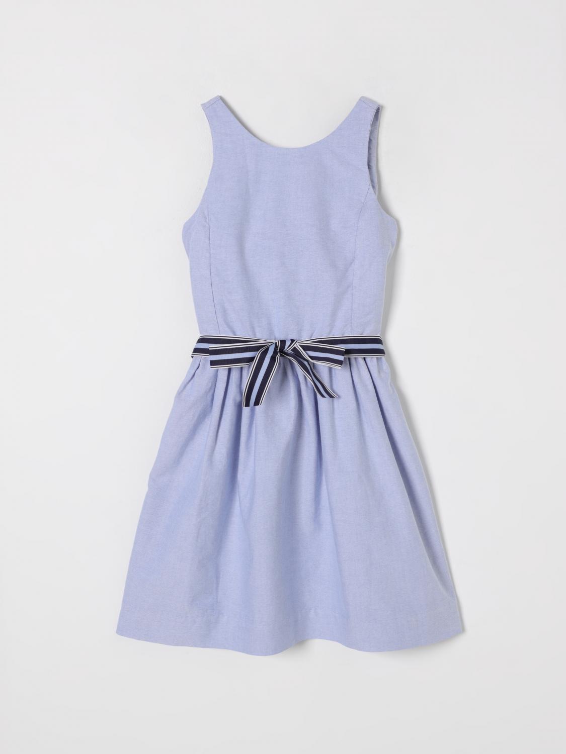 Polo Ralph Lauren Sleeveless Belted Chambray Dress In Gnawed Blue