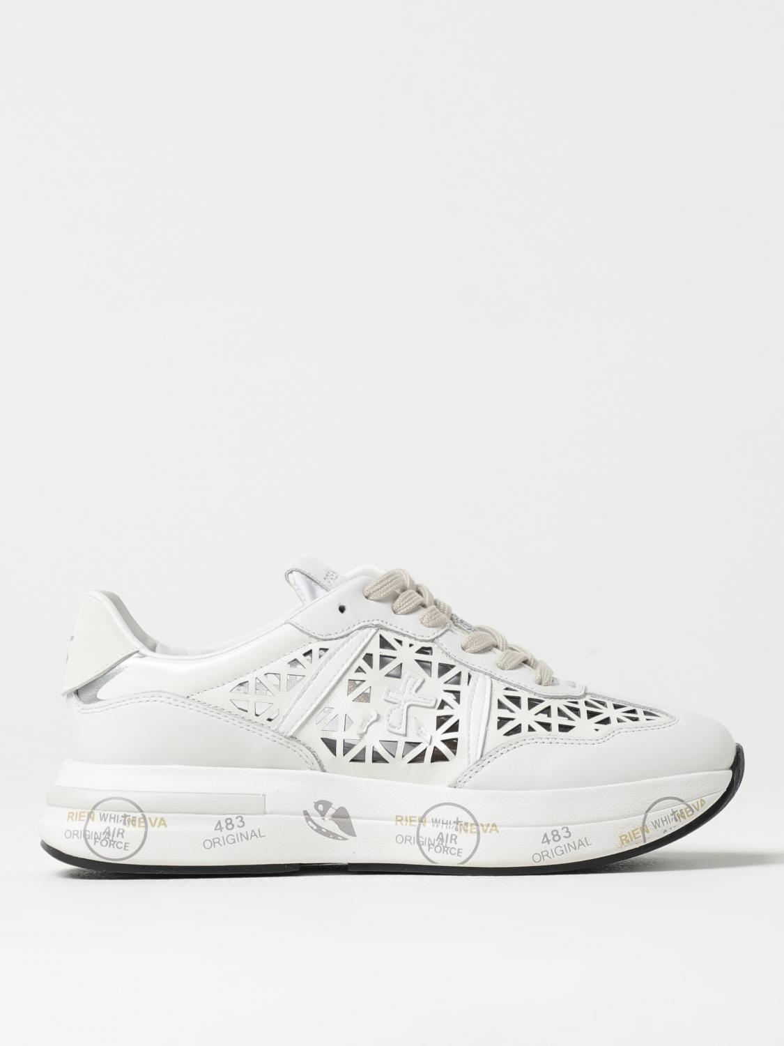 Premiata Cut-out Perforated Low Top Sneakers In Weiss