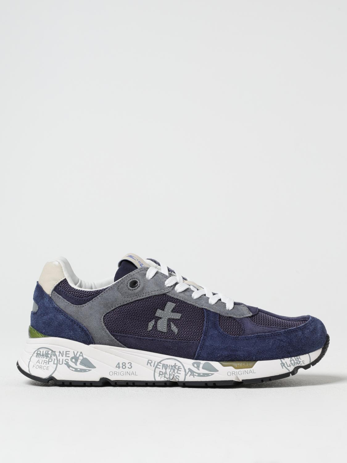 Premiata Mase Mesh And Suede Sneakers In Blue