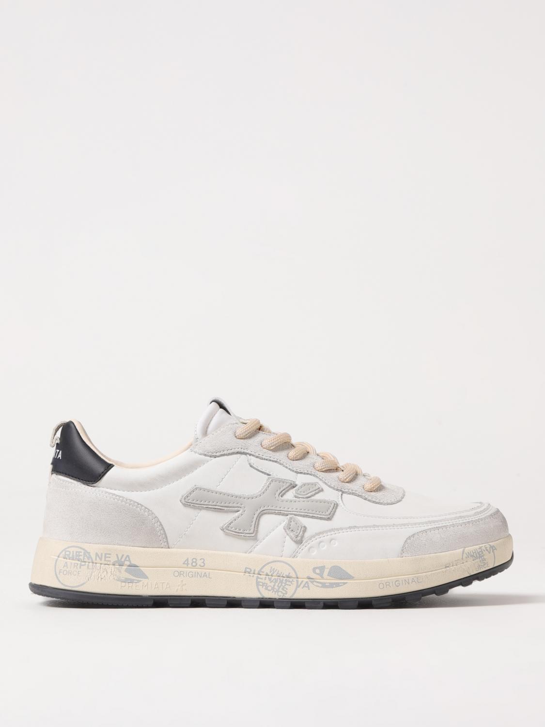 Premiata Nous Leather And Suede Sneakers In Weiss