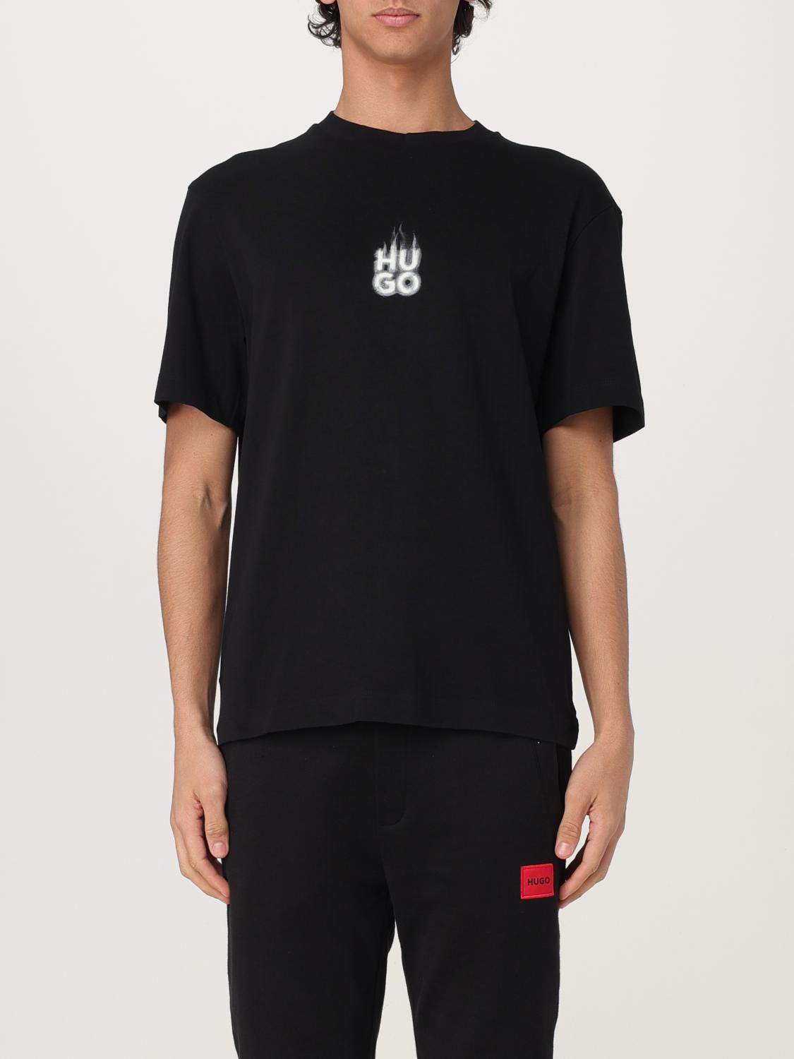 Hugo Boss Mens Hugo Branded-print Short-sleeved Cotton-jersey T-shirt In Black