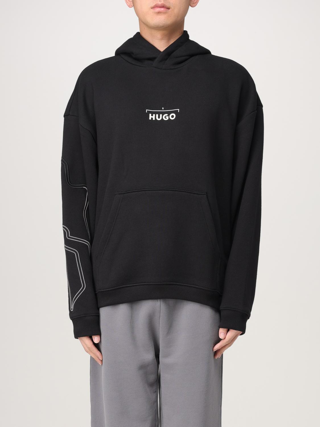 Hugo Boss Mens Black Branded-print Kangaroo-pocket Cotton-jersey Hoody In Black