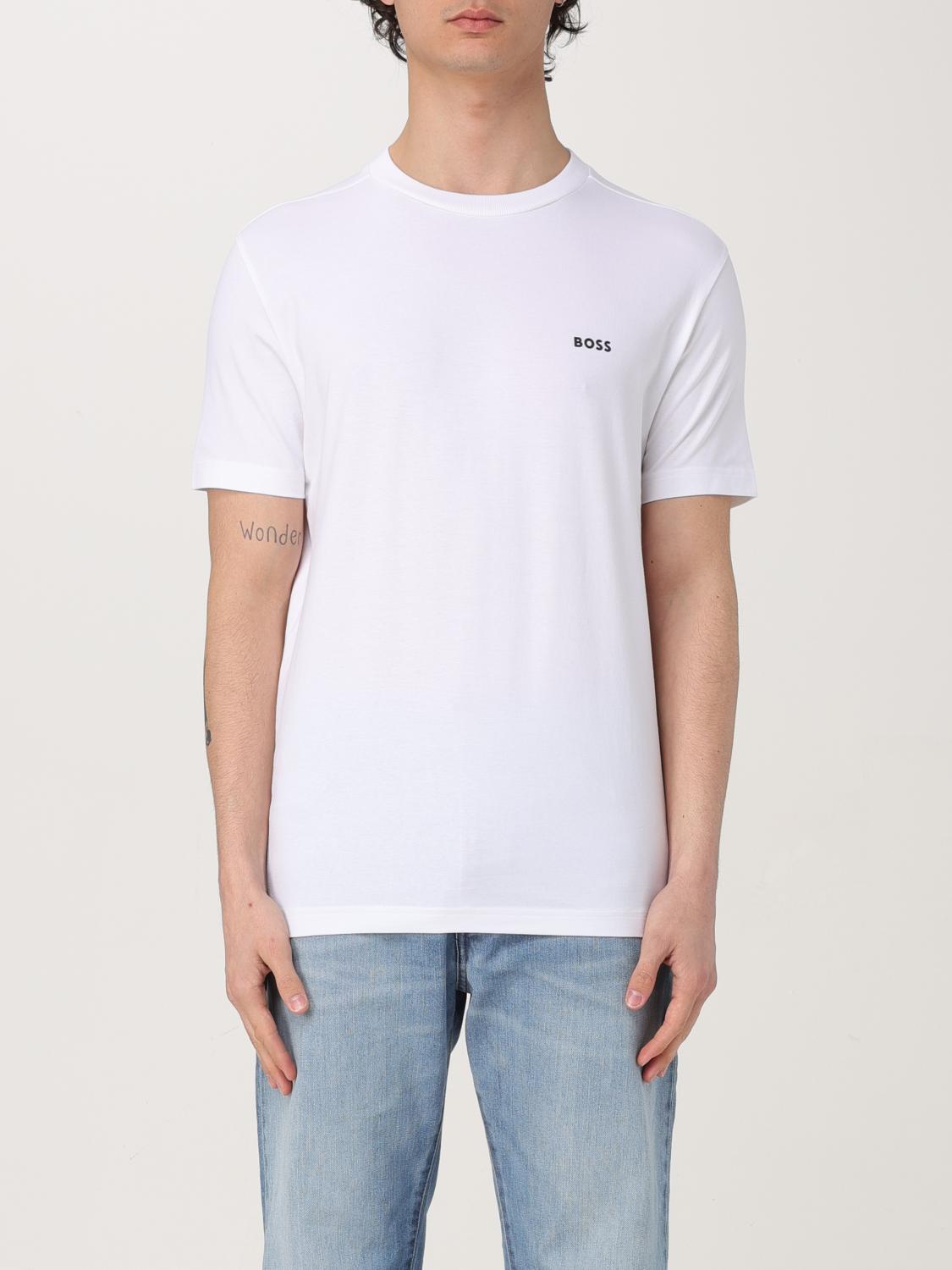 Hugo Boss Stretch-cotton Relaxed-fit T-shirt With Logo Prints In White