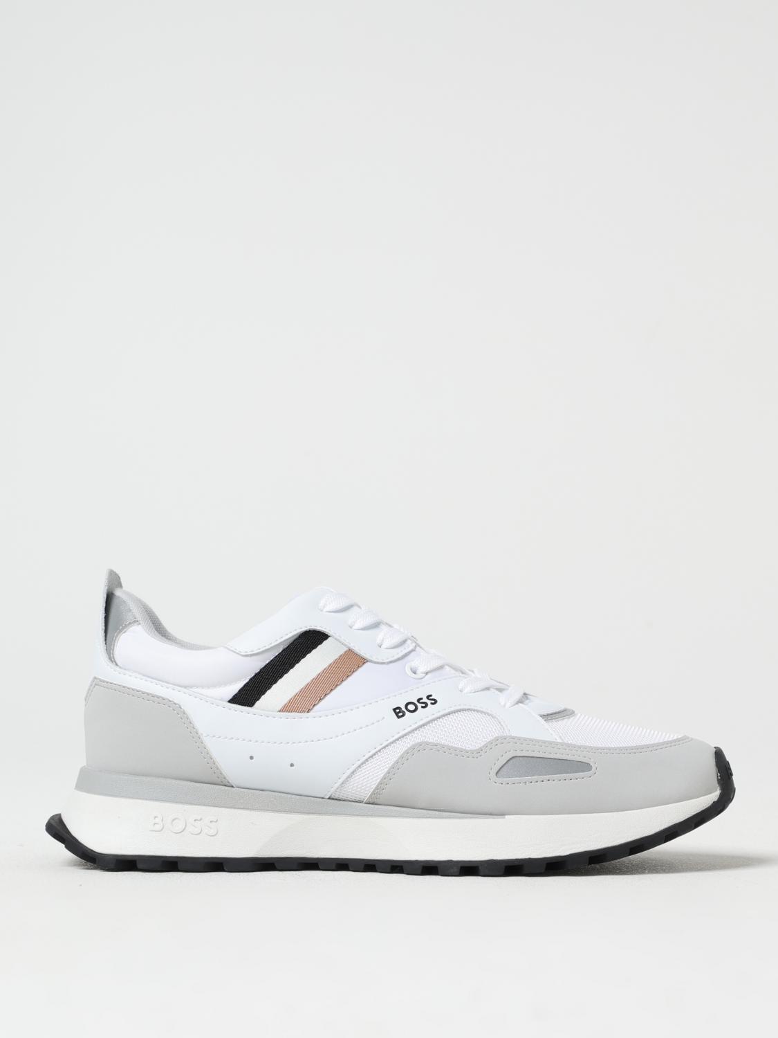 Hugo Boss White Runner Style Hybrid Sneakers With Eva Rubber Sole In White