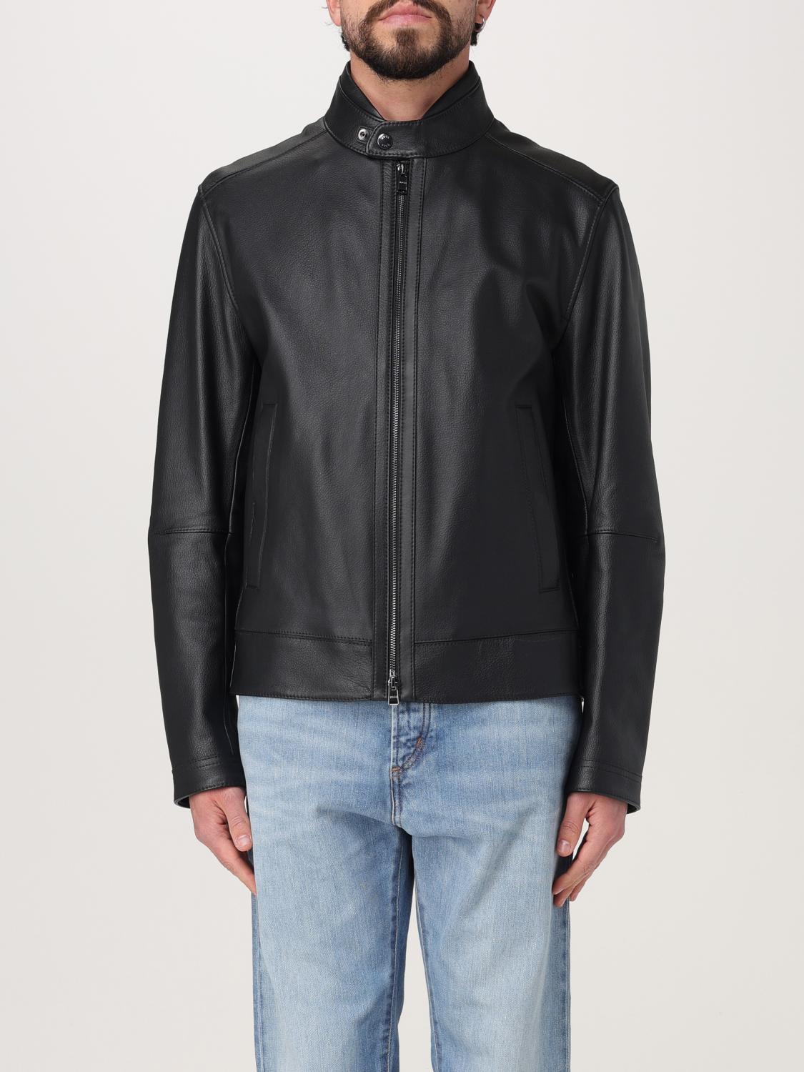 Hugo Boss Boss Leather Jacket In Black