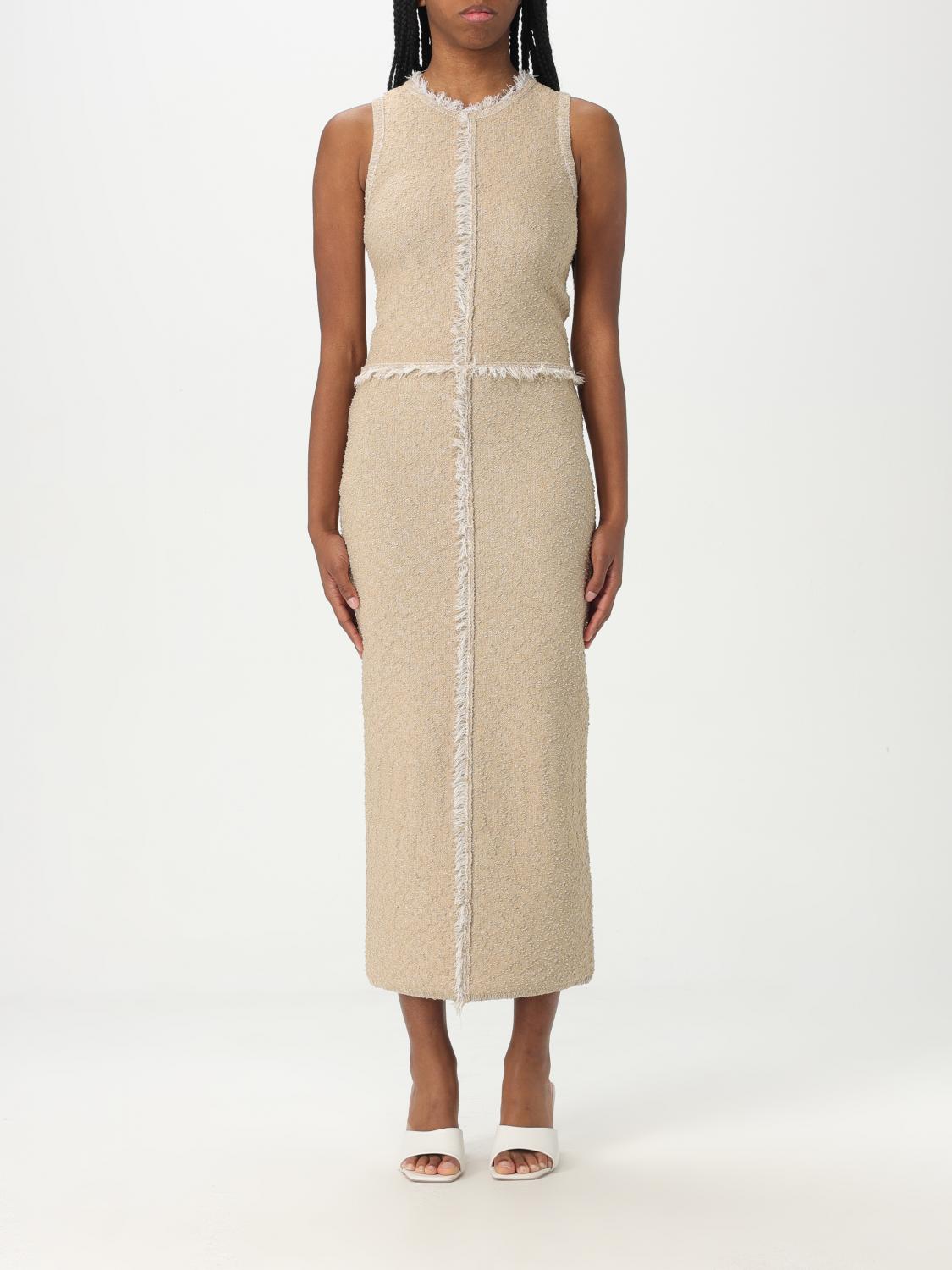 Hugo Boss Dress Boss Woman Color Beige In Beige