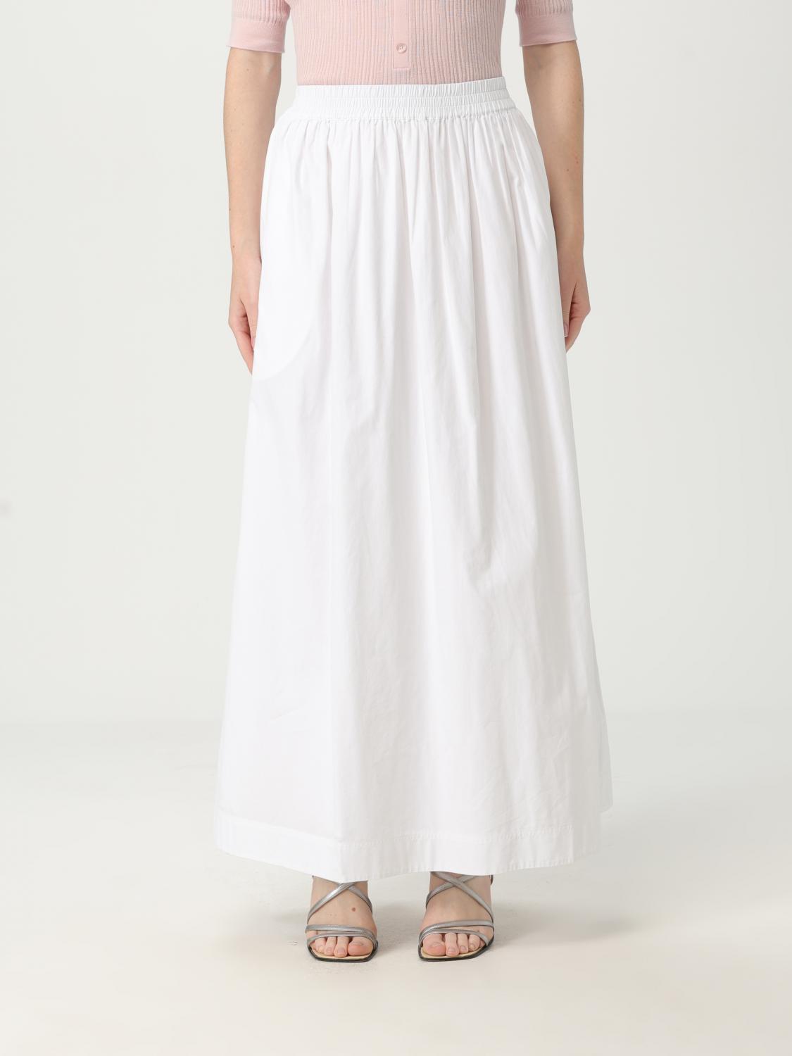 Hugo Boss Elastic-waist Midi A-line Skirt In White
