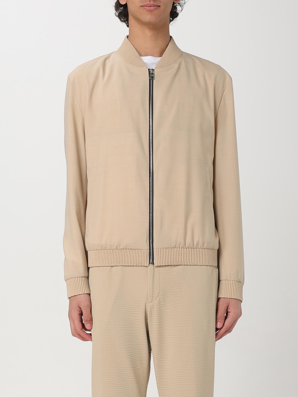 Hugo Boss Slim-fit Jacket In Performance-stretch Cotton In Beige