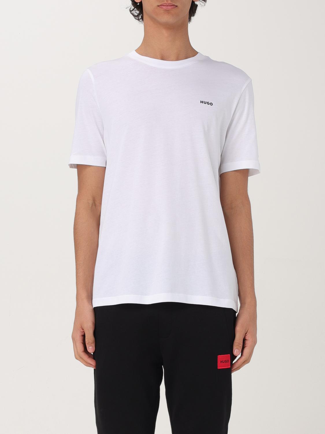 Hugo Boss Stretch-cotton Relaxed-fit T-shirt With Logo Prints In White