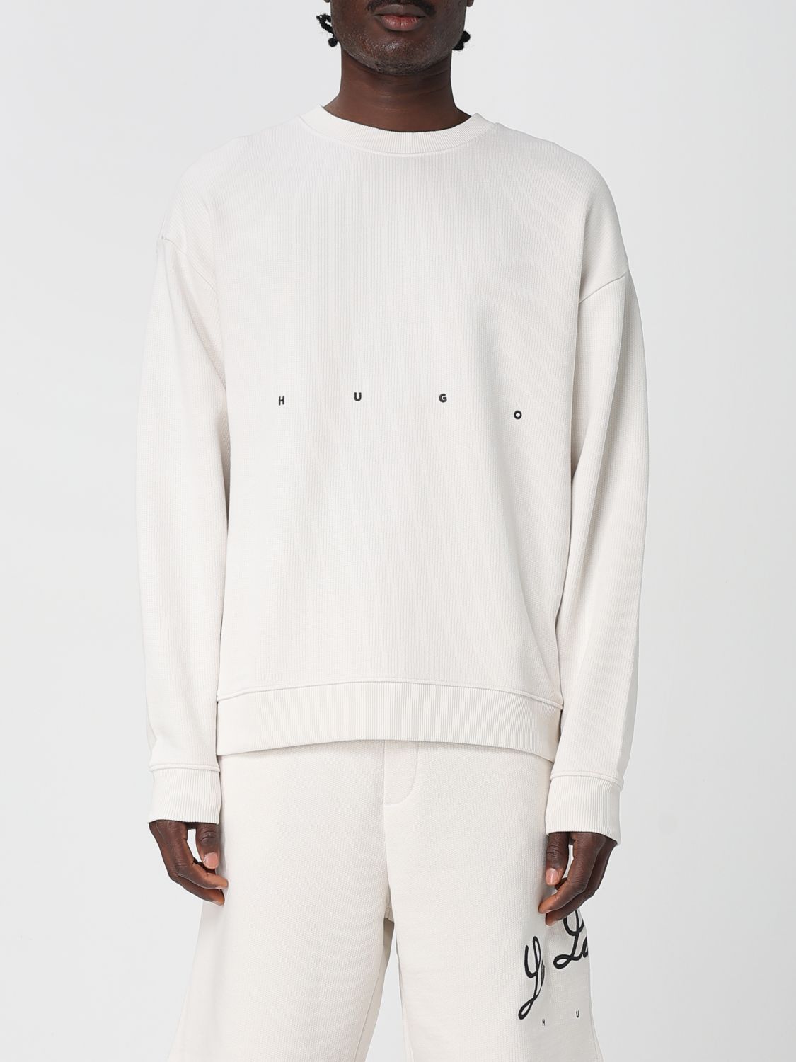 Hugo Boss Cotton-terry Sweatshirt With Logo Artwork In White