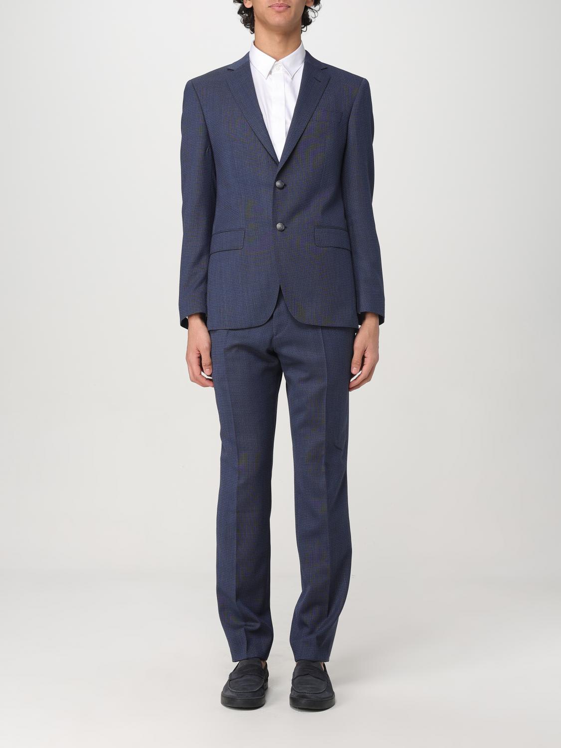 Hugo Boss Boss Huge Windowpane Check Wool Blend Suit In Blue