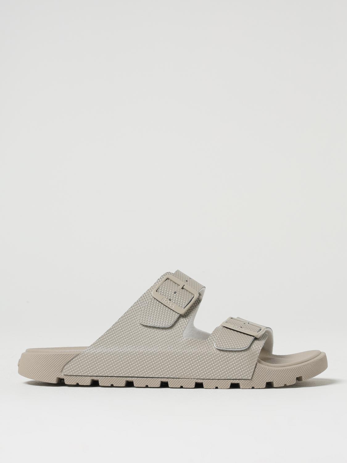 Hugo Boss All-gender Twin-strap Sandals With Structured Uppers In White