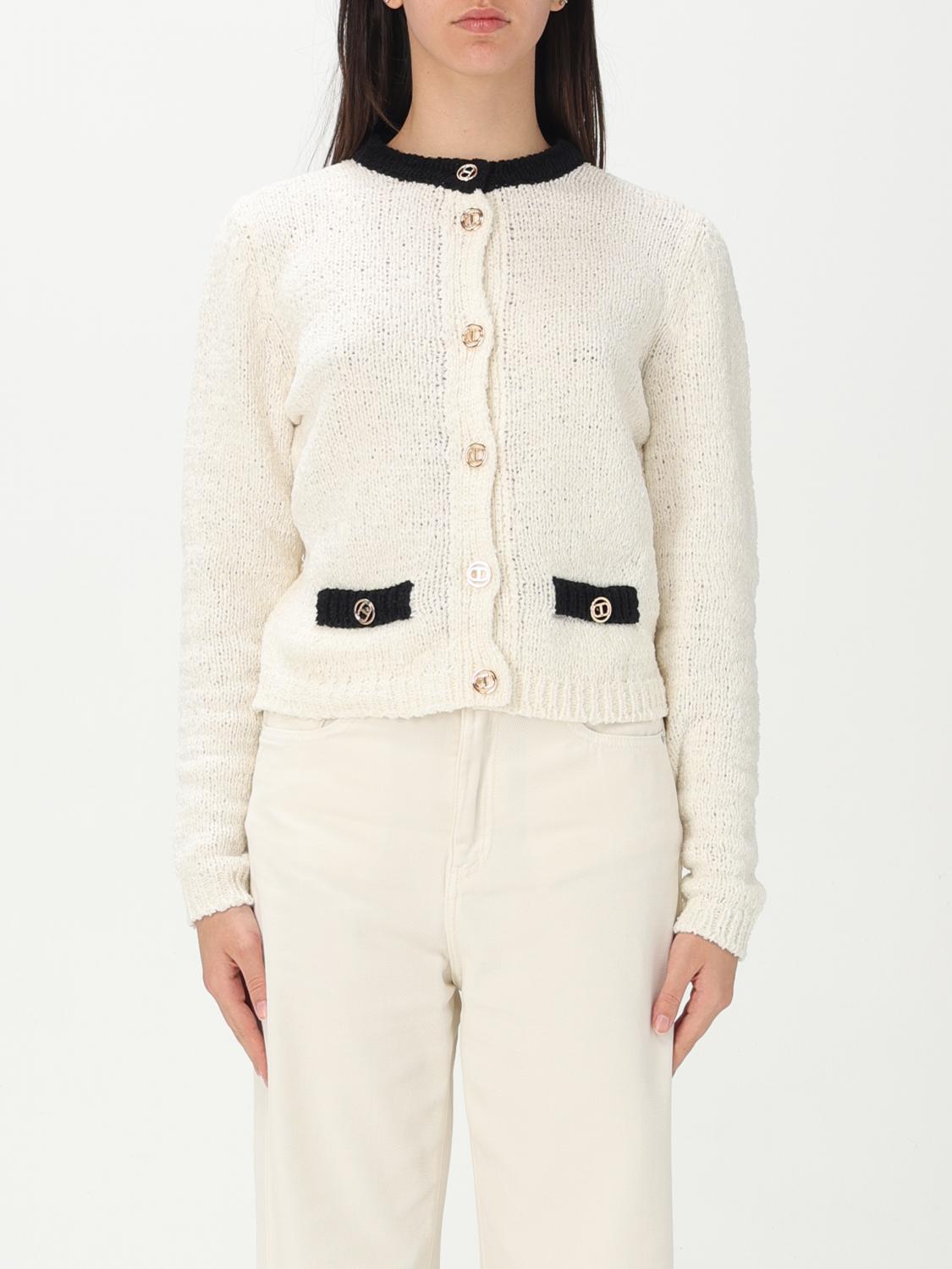 Twinset Logo-buttons Cardigan In Ice