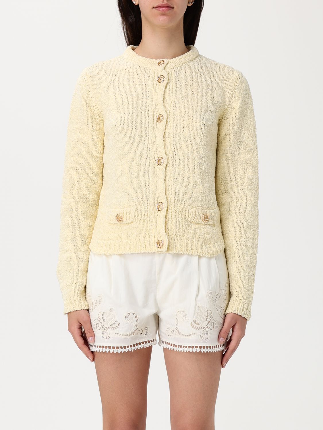 Twinset Cardigan Woman Color Yellow Cream In Yellow