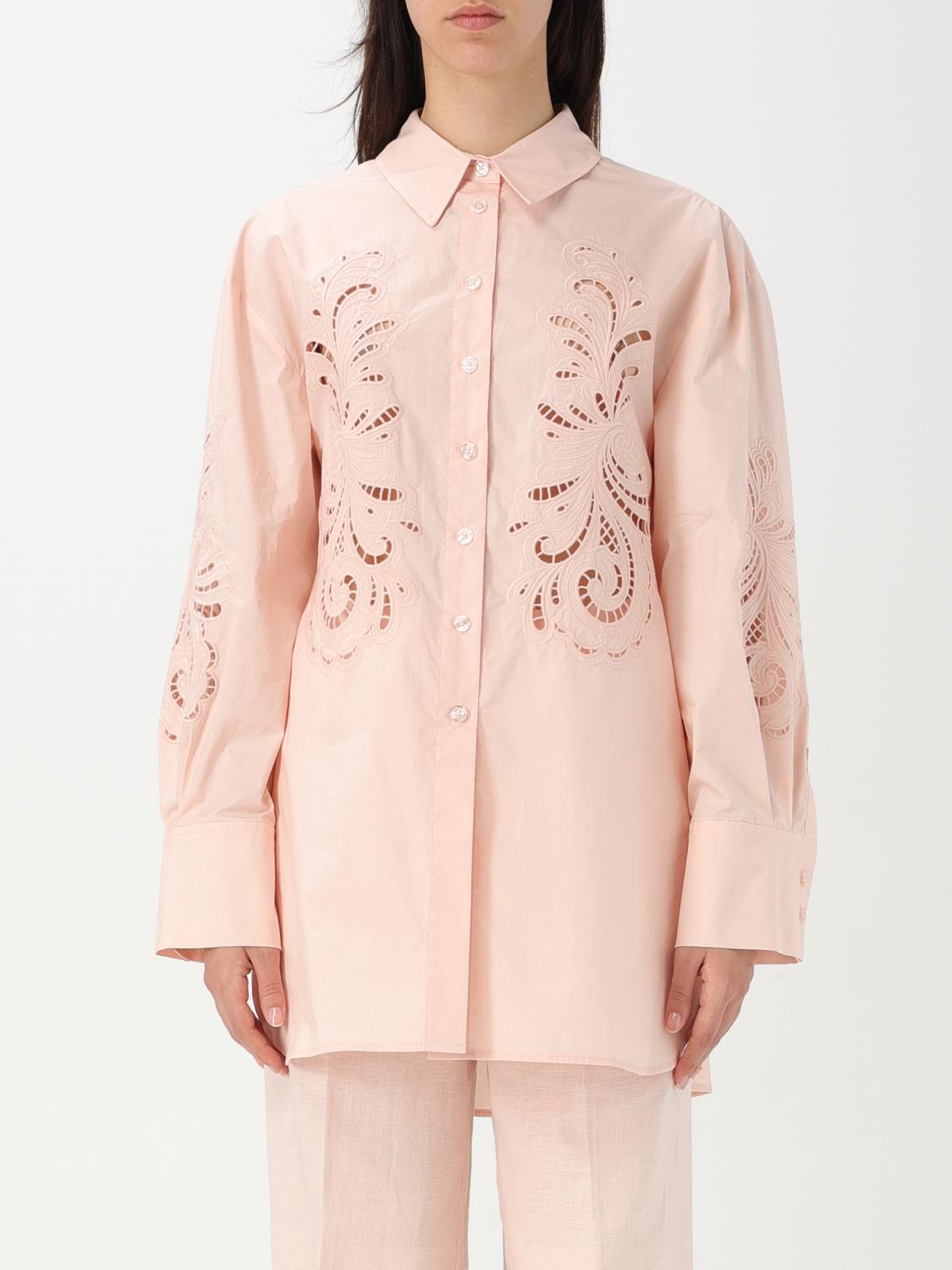 Twinset Embroidered Poplin Shirt In Pink