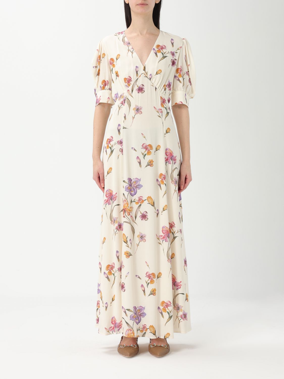 Twinset Floral-print Crepe Dress In White