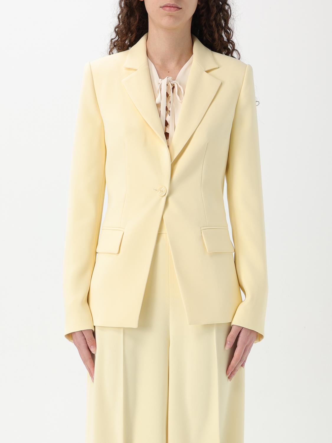 Twinset Vanille Crepe Single Breasted Blazer In Butter