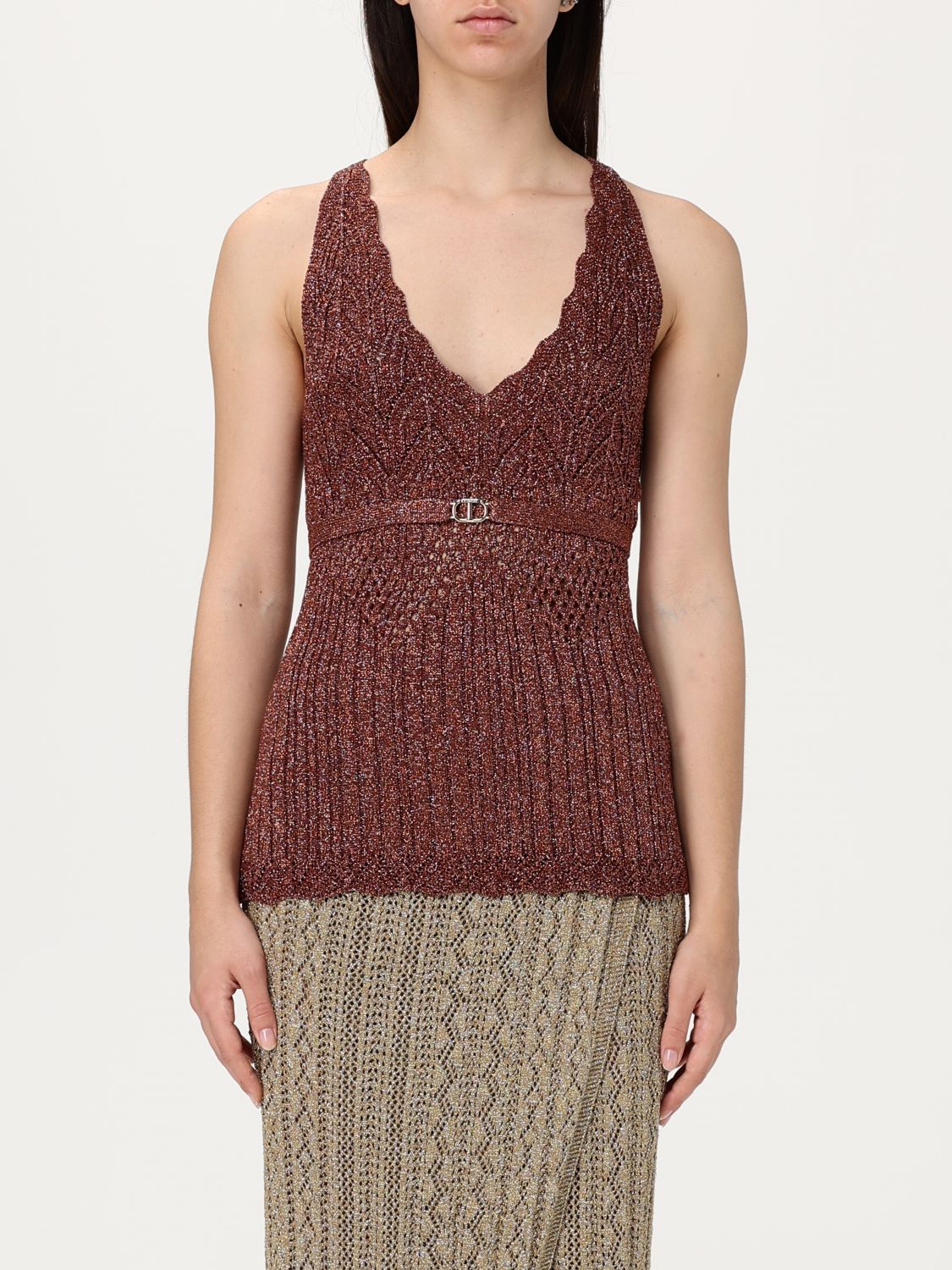 Twinset Top Woman Color Bronze In Bronze